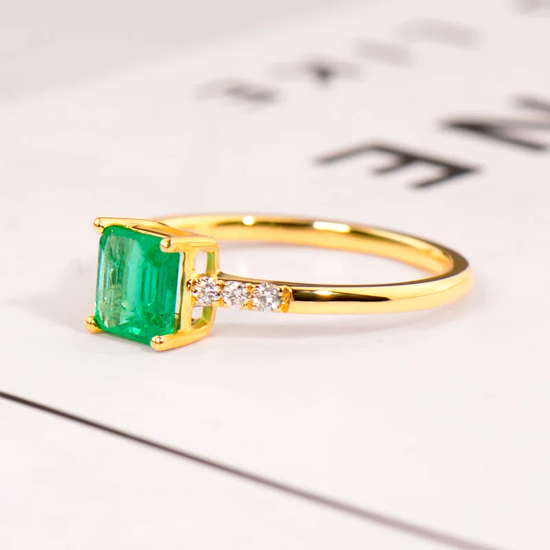 BK 18k Ægte Guld 585 Ringe Naturlige Emerald 1.61 g Gul Guld-Pladsen Jubilæum Bryllup Part Luksus Fine Smykker Til Kvinder 3
