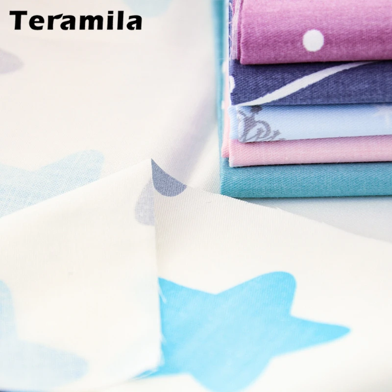 Teramila Bomuld Stof Meter Stjerner Design 6STK/sæt Trykt Klud Sy Patchwork Kjole Tekstil DIY Telas Quiltning Væv 3