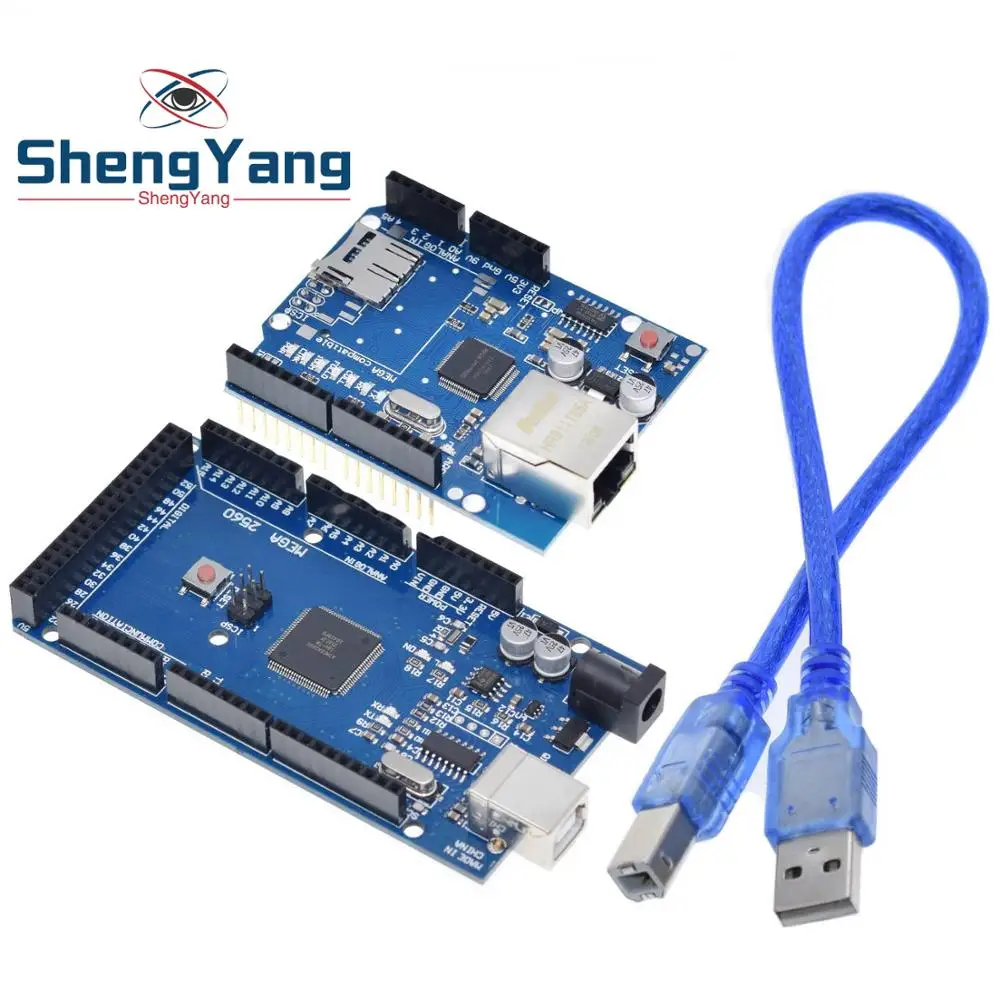 1 sæt ShengYang UNO Ethernet W5100 netværk udvidelseskort SD-kort Skjold til arduino med Mega 2560 R3 Mega2560 REV3 3