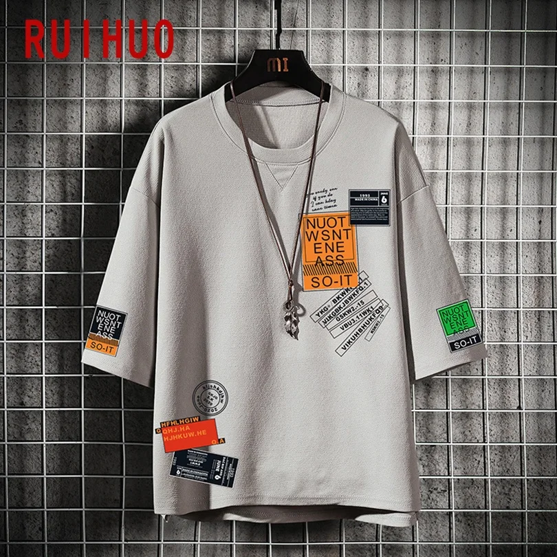 RUIHUO Print Korte Ærmer til Mænd T-Shirt Fashion Streetwear Tøj Mænds Tøj 2020 Hip Hop Japansk Tøj Man M-4XL 3