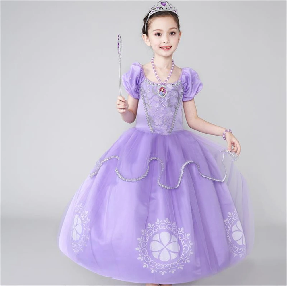 Børn Piger Prinsesse Sofia Rapunzel Dress Kjoler Bolden Kjole Lang Festkjole Børn Tøj Kids Halloween Cosplay Kostume 3
