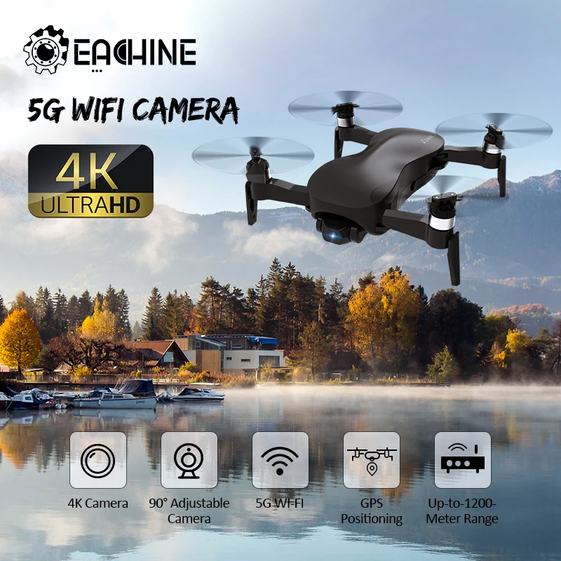 Eachine EX4 RC Quadcopter, 5G WIFI FPV GPS Med 4K-Professionelle HD-Kamera Drone 3-Akse Stabil Gimbal 25 Minutter flyvetid RTF-Dron 3