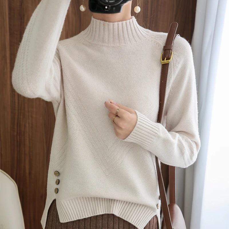 LHZSYY Cashmere Sweater Kvinder er Fortykket Pullover 2020New Efterår og Vinter med Høj Hals Fashion Vilde Uld Strikket Bunden Shirt 3