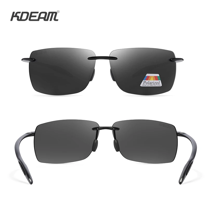 KDEAM Uindfattede Rektangel Mænds Solbriller, Polariserede Ultra-light TR90 Materialet Briller Ramme UV400 Sport Solbrille 3
