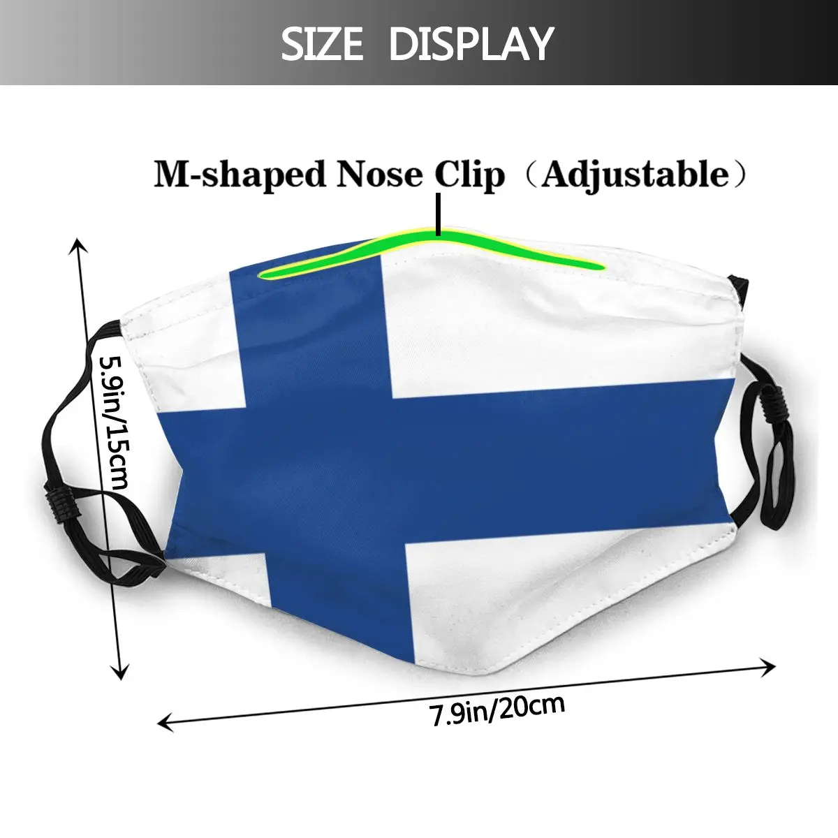 Finsk Land Flag, Finland Genanvendelige Ansigt Maske med filter Støv Maske Beskyttelse Åndedrætsværn Maske Munden Dæmpe 3