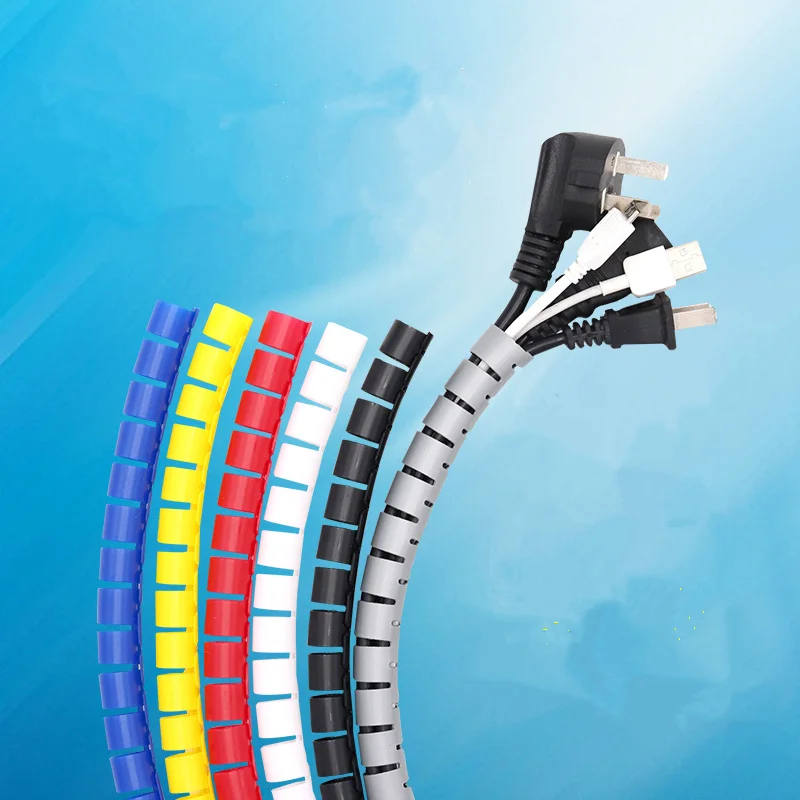 Smuk PE plast spiral kabel-wrap Forhindre sammenfiltring indpakning skrumpe ledning kabel-flettet ærme beskyttelse 3