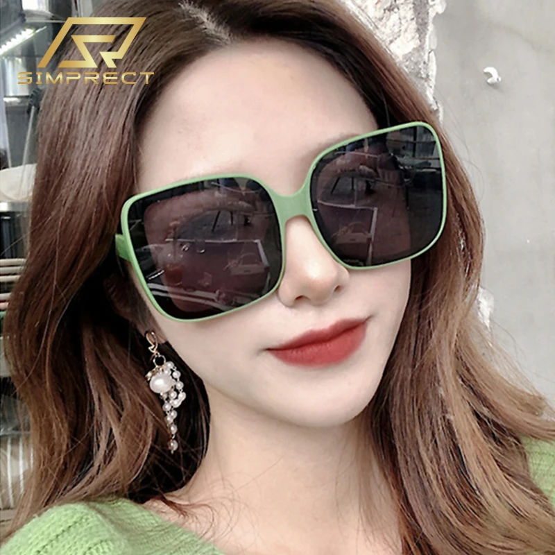 SIMPRECT 2021 Overdimensionerede Square Solbriller Kvinder Store Billede Retro Solbriller Luksus Brand Designer solbriller Vintage Oculos 3