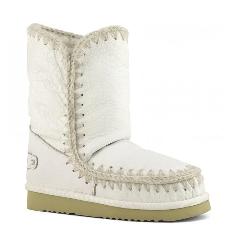 Moug og vinter sko kvinder sne støvler oprindelige eskimo 24 rhinestones logo håndlavet fåreskind platform damer ankel botas 3