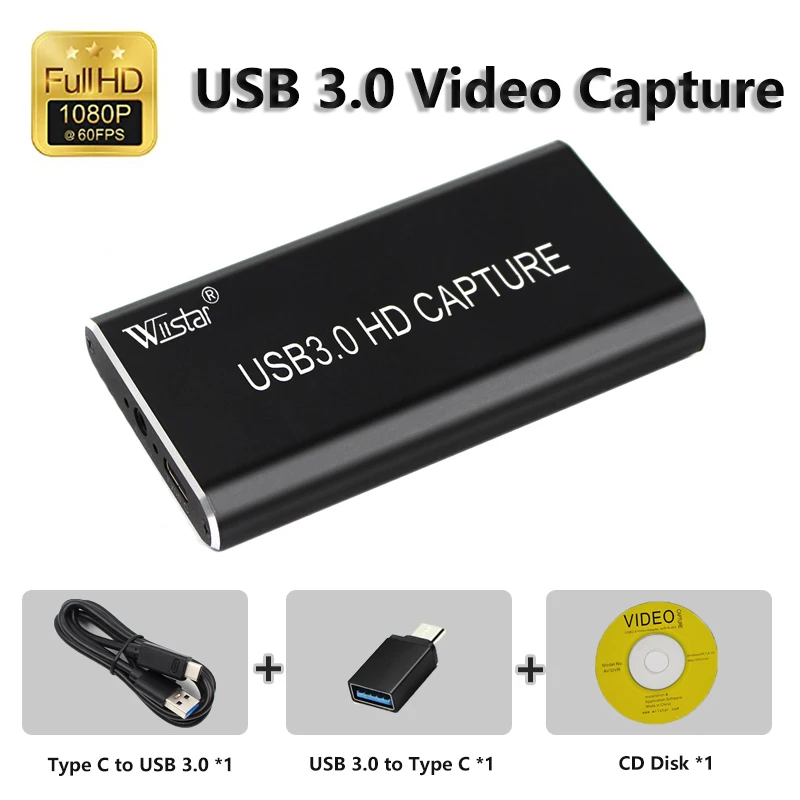 Wiistar HDMI til USB 3.0 Video Capture Dongle 1080P 60FPS Video Audio Grabber Spil Optageren til XBOX PS4 Live TV 3