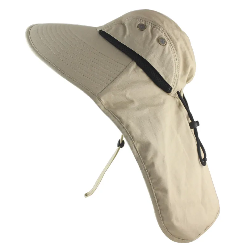 Sommer, Sol Hat Mænd Kvinder Bomuld Boonie Hat med Hals Klap Udendørs UV-Beskyttelse Store Wide Brim Vandring Lystfiskeri Safari Bucket Hat 3