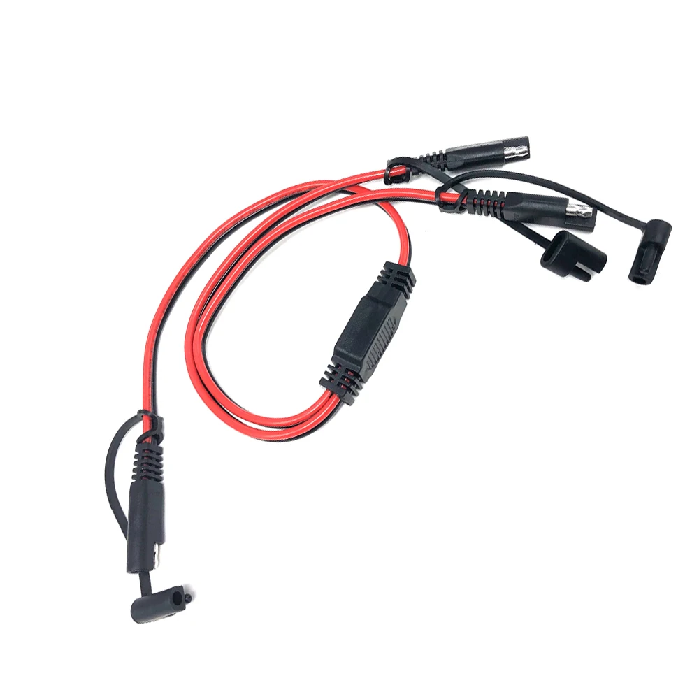 SAE Kabel-SAE-Stik Power SAE Automotive Adapter Kabel 1 til 2 SAE forlængerkabel med smudsomslag 14AWG 60cm 3