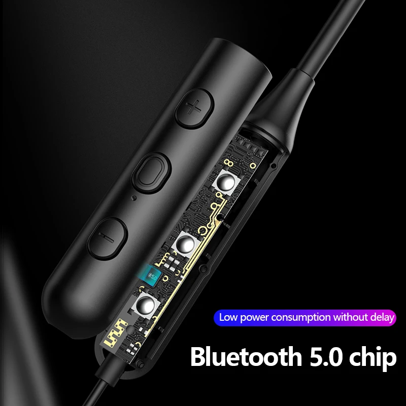 5.0 Bluetooth Hovedtelefon Sport Neckband Magnetiske Trådløse hovedtelefoner Stereo Øretelefoner Musik Hovedtelefoner Med Mikrofon Til Mobiltelefoner 3