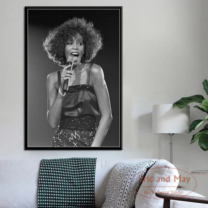Whitney Houston Super Musik-Stjernede Pop Sanger Kunst Maleri Vintage Lærred, Plakat På Væggen I Hjemmet Indretning 3