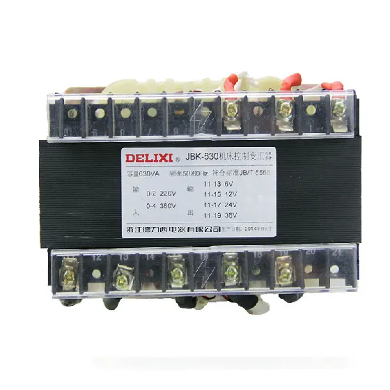 Delixi kobber JBK værktøjsmaskiner kontrol transformer input AC 220V 380V output AC 220V /127V/110V / 24V, 36V 6V Kapacitet 150-630VA 3