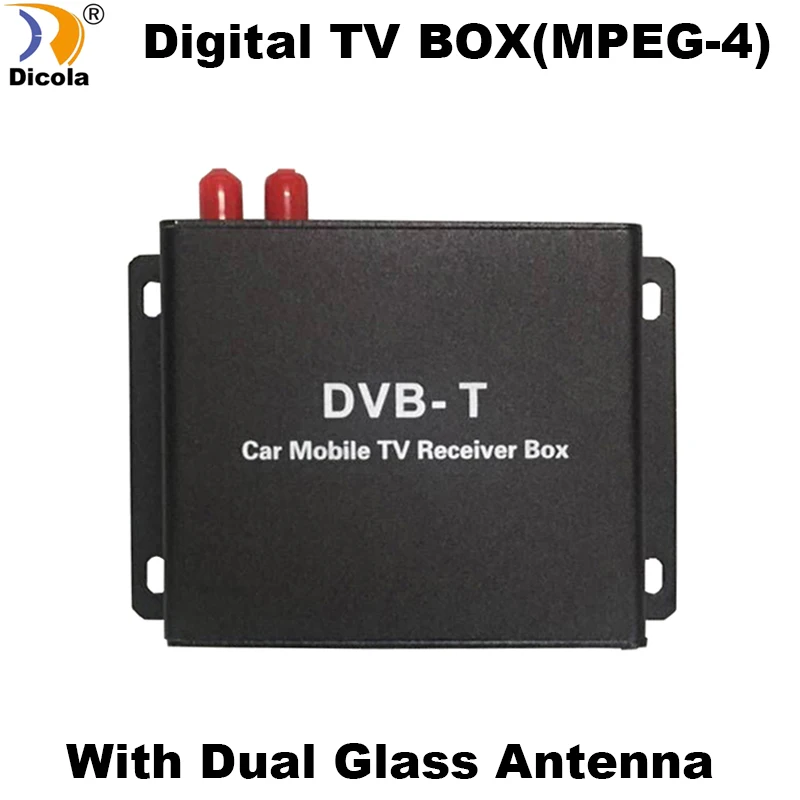Gratis forsendelse Bil Digital TV-Boks DVB-T MPEG-4 DVB-T modtager for de Europæiske Lande, med 2 antenne, støtte 120KM/H 3