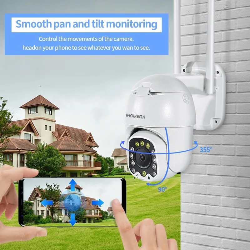 INQMEGA PTZ Dome Udendørs IP-Kamera Wifi 1080P 4X Zoom AI Opdage Hjem Smart Cam Trådløs Video Overvågning CCTV Sikkerhed Kamera 3