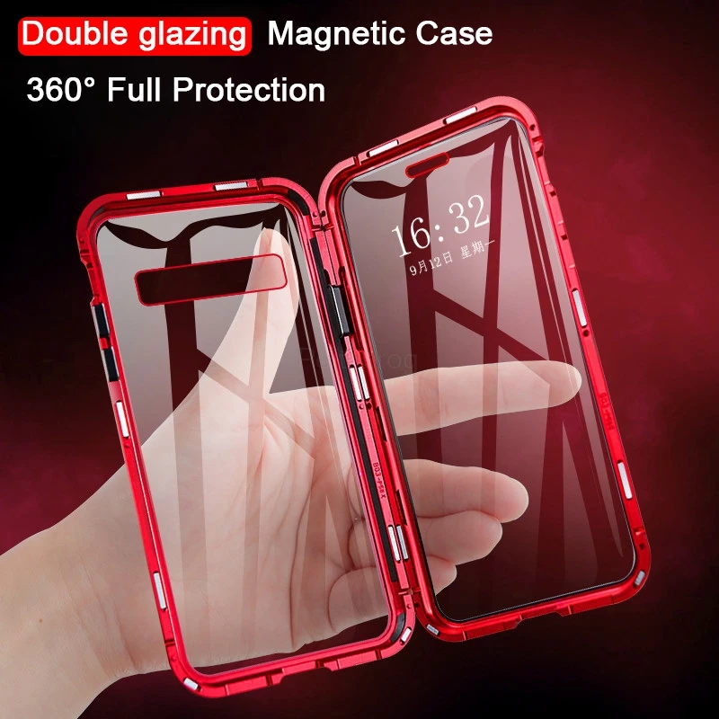 Magnetisk Metal Case Til Samsung Galaxy A7 A8 A9 2018 A10 A50 A60 A70 A20 A30 A40-M10-M20 M30 M40 A80 Dobbelt Side glas cover 3