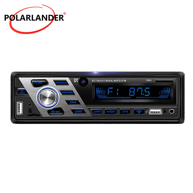 Bilradio, MP3-Afspiller, Bluetooth Afspilning af FM-1din Blændende Farverige med Fjernbetjening 530AI U Disk TF AUX OLED-12V 3