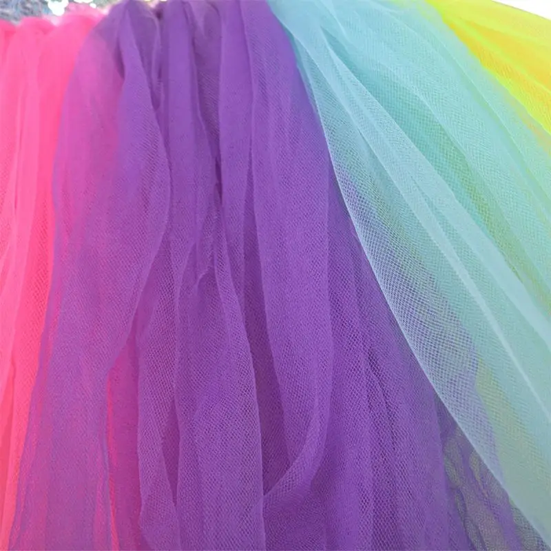 Børn Dans Prinsesse Kostume Til Cosplay Rainbow Palliet-Belagt Mesh Farverige Tutu Kjole Maskerade Part Rolle Spiller Kids Tøj 3
