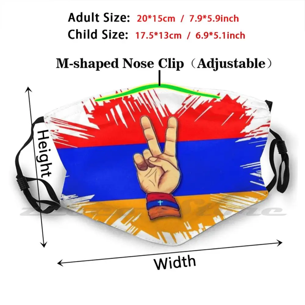 Viva Armenien ???? ??????? Brugerdefineret Mønster Vaskbart Filter Pm2.5 Voksne Børn Maske Tegn Armenske Flag Armenske Tricolor 3