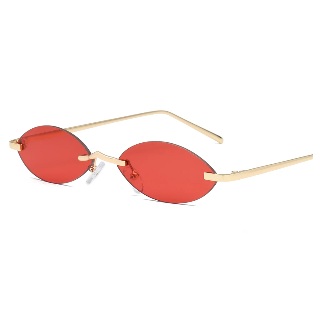 Peekaboo vintage små ovale solbriller kvinder uindfattede 2019 mini retro solbriller til mænd spejl uv400 guld metal blå rød 3