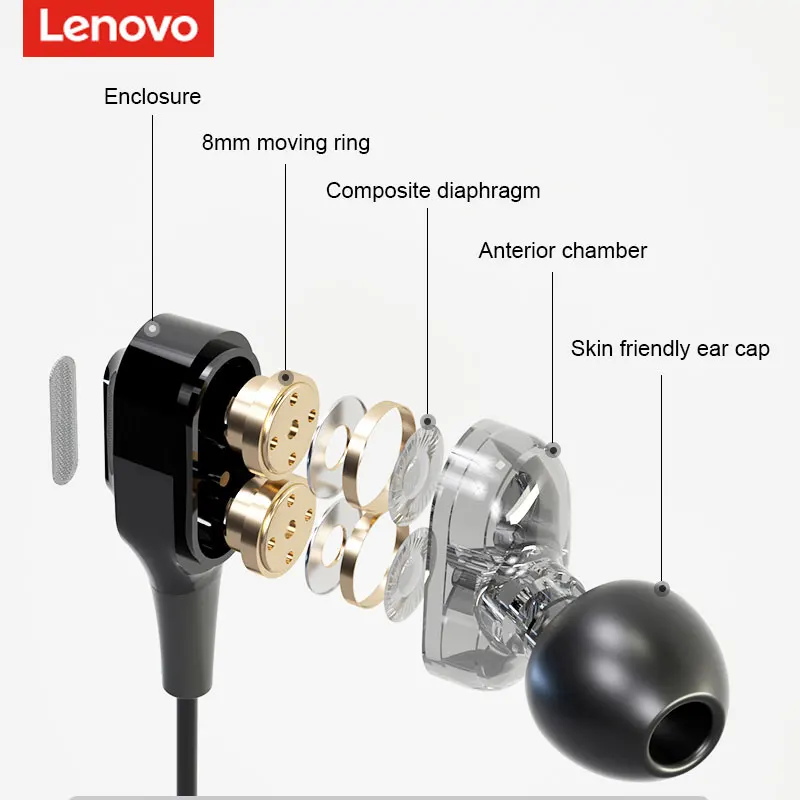 Lenovo Wireless Neckband Bluetooth-Hovedtelefoner, Stereo Magnetisk Headset in-ear Sports Høretelefoner, Hovedtelefoner til iPhone xiaomi Huawei 3