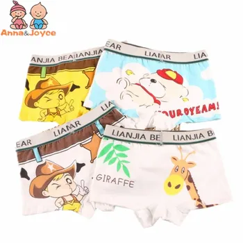 4Pc/Masse Børn Bomuld Undertøj Boy Cartoon Trusser Baby Underbukser Giraf Dyr Mønster Boxer Passer til 2-10år 5
