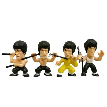 4stk 3 tommer 8cm PVC Model for Kongen af Kung Fu Bruce Lee Action Figur 75-års Jubilæum Dekorationer Toy 3