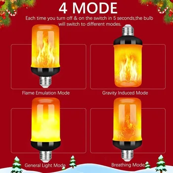 4stk E27-Emulering Flamme Pære Lampe Dynamiske Ild-Lys LED-Brand Effekt Flimrende Lys for, at Haven Bar Part Bryllup Indretning 1