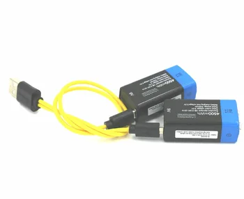 4STK Etinesan 9V 4500mWh lithium-ion li-polymer genopladelige batterier + USB-oplader-kabel-sæt 5