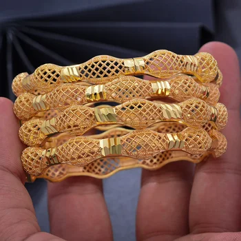 4stk Guld Farve Armbånd For Kvinder i Mellemøsten, Smykker Nye Arabiske/Dubai Guld Farve Armbånd Armbånd Smykker Kan Åbne Bangles 1