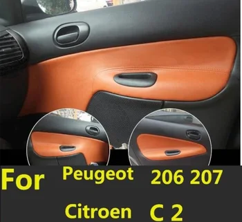 4STK/SÆT Mikrofiber Front / bagpanel Paneler Armlæn Læder Cover Beskyttende betræk Til Peugeot 206 207 /Citroen C2 0