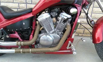 5/10/15/20M Motorcykel Udstødning Termisk Tape Varme Wrap-Rør Skjolde Manifold Header Brandsikker Isolering med 4stk Rustfrit Bånd 0