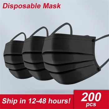 5-200pcs Sort Disponibel Maske Medicinsk Masker Health Care Dækker Mund, Masken Disponibel 3Ply ansigtsmaske på lager