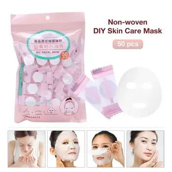 50 Stk/pose Komprimeret Bomuld ansigtsmaske Ark Papir Ikke-vævet DIY Maske Disponibel Maske Papir hudpleje Værktøj 3