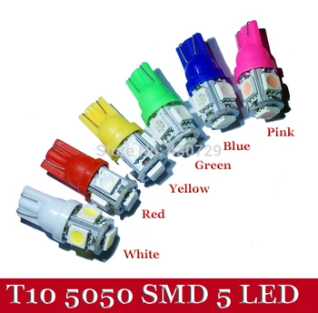 500X super lyse T10 pære 12 V 1W 5 SMD 192 168 194 W5W LED-lampe Side Lys Kile Pære Lampe hvid rød blå gul grøn pink 3