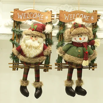 50cm juledekoration Rattan Ring Krans Døren Hængende Plys Santa Claus, sne mand, Hænger Vindue Scene Sæt Party Levering 0
