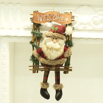 50cm juledekoration Rattan Ring Krans Døren Hængende Plys Santa Claus, sne mand, Hænger Vindue Scene Sæt Party Levering 2