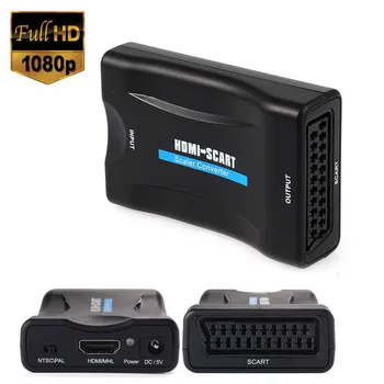 50set 1080P HDMI til SCART til HDMI Composite Video, Stereo Converter Audio Adapter med USB-Kabel Til Sky Box HD-TV STB DVD 1