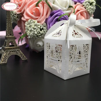 50stk Laser Cut Paris Tower Candy box Chokolade Emballage Fødselsdag Part Dekorationer Børn gaveæske Bryllup Part Forsyninger 1