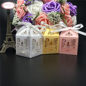 50stk Laser Cut Paris Tower Candy box Chokolade Emballage Fødselsdag Part Dekorationer Børn gaveæske Bryllup Part Forsyninger 4