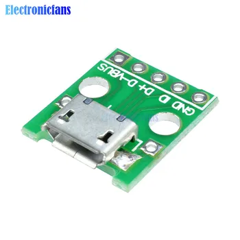 50stk/Masse MICRO USB til DIP-Adapter 5Pin 2.54 mmDip hun Stik til Micro Usb Type PCB Pinboard Converter 3
