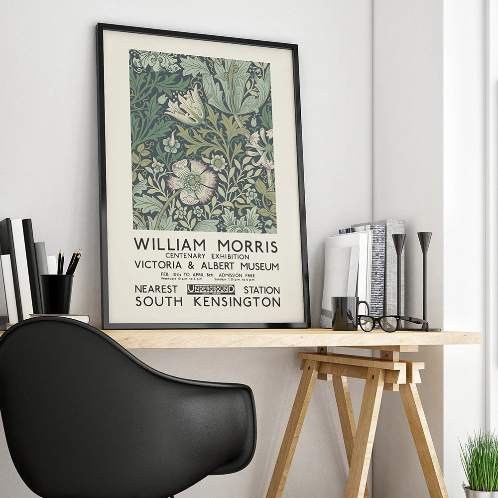 William Morris Udstilling Plakat Print Blomst Mønster Lærred Maleri Moderne Abstrakte Væg Billeder til stuen Home Decor 4