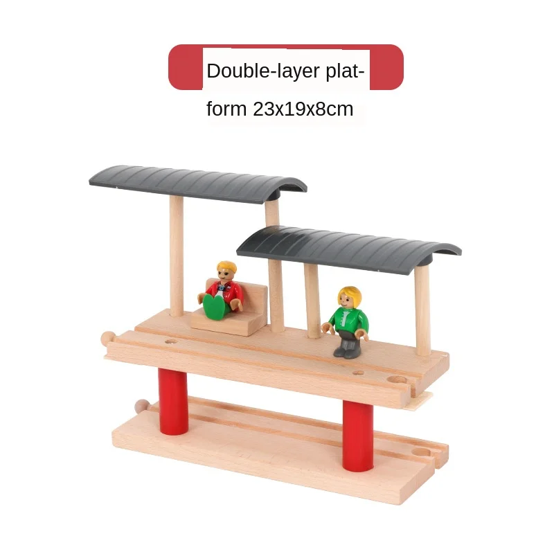 Træ-Dobbelt-layer-Tog Spor Platform Tog Spor Toy Tilbehør Børn Tog Trafik Styr Toy Kompatibel med Træ-3C 4