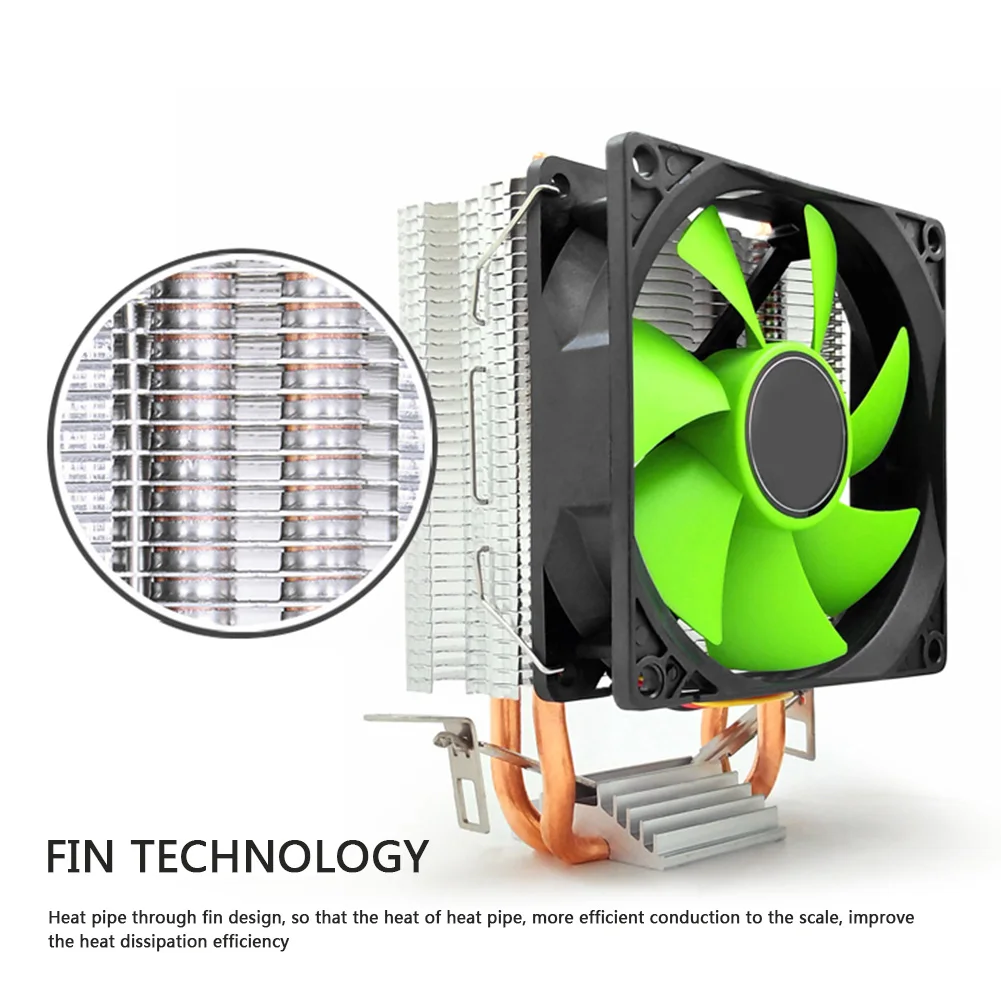 CPU Dual Cooling Fan 2 Heat-Pipes 48CFM 12V Lydløs Stationær PC Computer Køler Køler for Intel AMD CPU Dual Cooling Fan 4