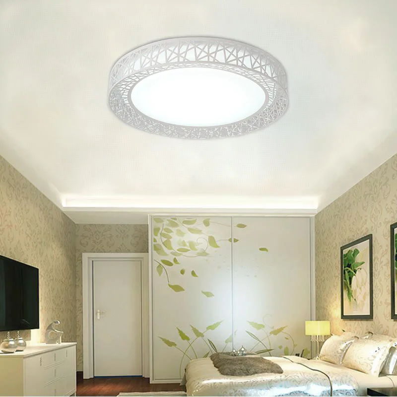 Moderne LED-loftsbelysning til Soveværelse, stue Strygejern lampen Hjem dekorative Sort/Hvide, Runde Fugle Reden Loft Lampe 4