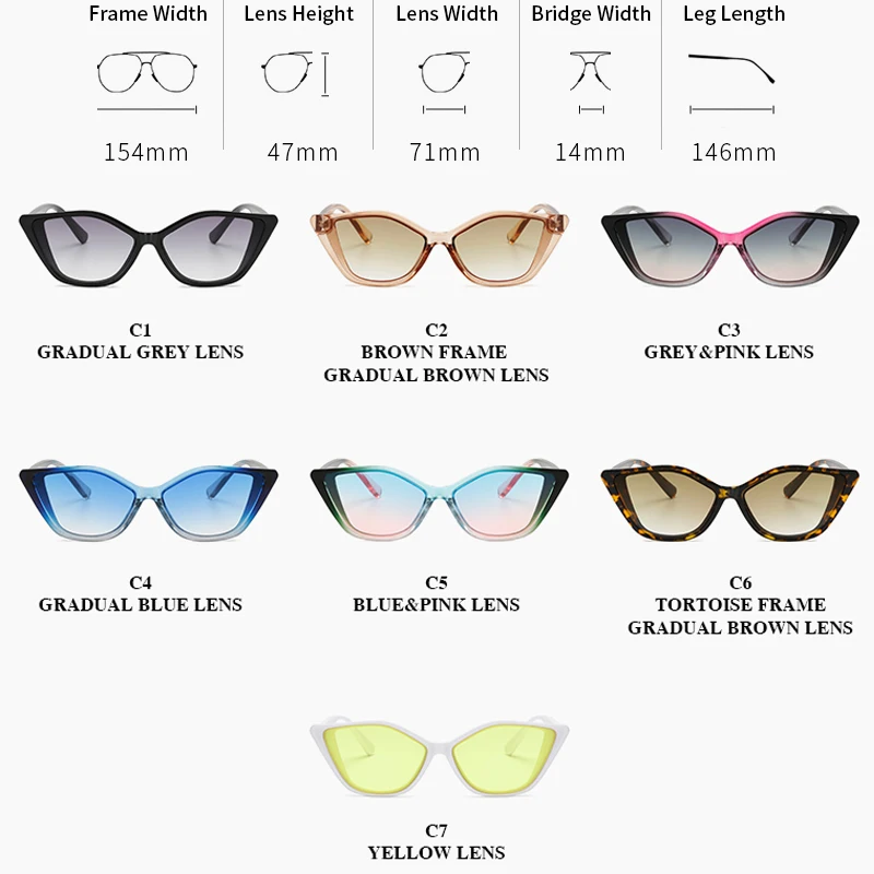 2020 Nye Cat Eye Solbriller Kvinder Brand Designer Luksus Gradient Linse Sol Briller Damer Vintage Nuancer UV400 Oculos Feminino 4