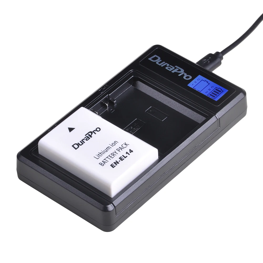 DuraPro DA-EL14a EN-EL14 EL14-Batteri + LCD-USB-Oplader til Nikon D5600,D5500,D5300,D5200,D5100,D3200,D3300,P7800,P7700,P7100 4