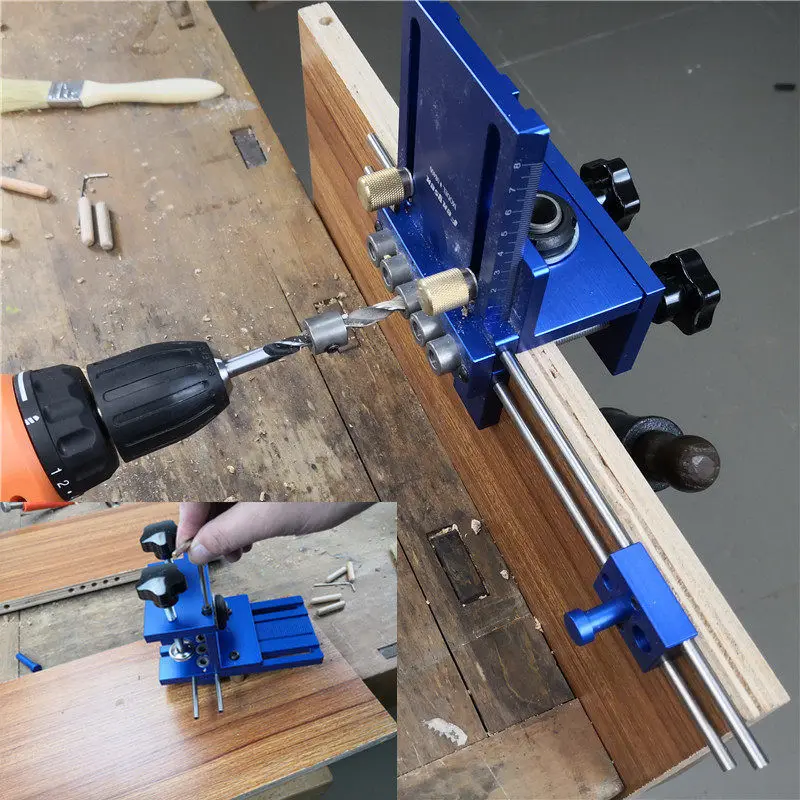 Opgraderet Dowelling Jig Sæt Høj Præcision Værktøj til Træbearbejdning Bor Guide DIY Hul Boring Locator Værktøj 4