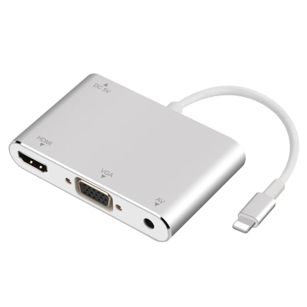 Lightning Adapter Lightning Port til HDMI/VGA/3.5 mm Hovedtelefon Jack Adapter 1080P Converter 4